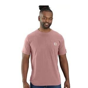 NEW Carhartt Force Men's SMALL Relaxed Fit Pocket T-Shirt UPF25+ ~ Rose Tint
